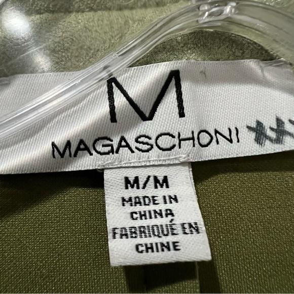 Magschoni Medium Sage Green Faux Leather Pea Coat O3 - Picture 4 of 5